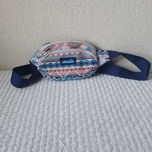 Kavu Geometric Print Belt Bag Blue and Orange